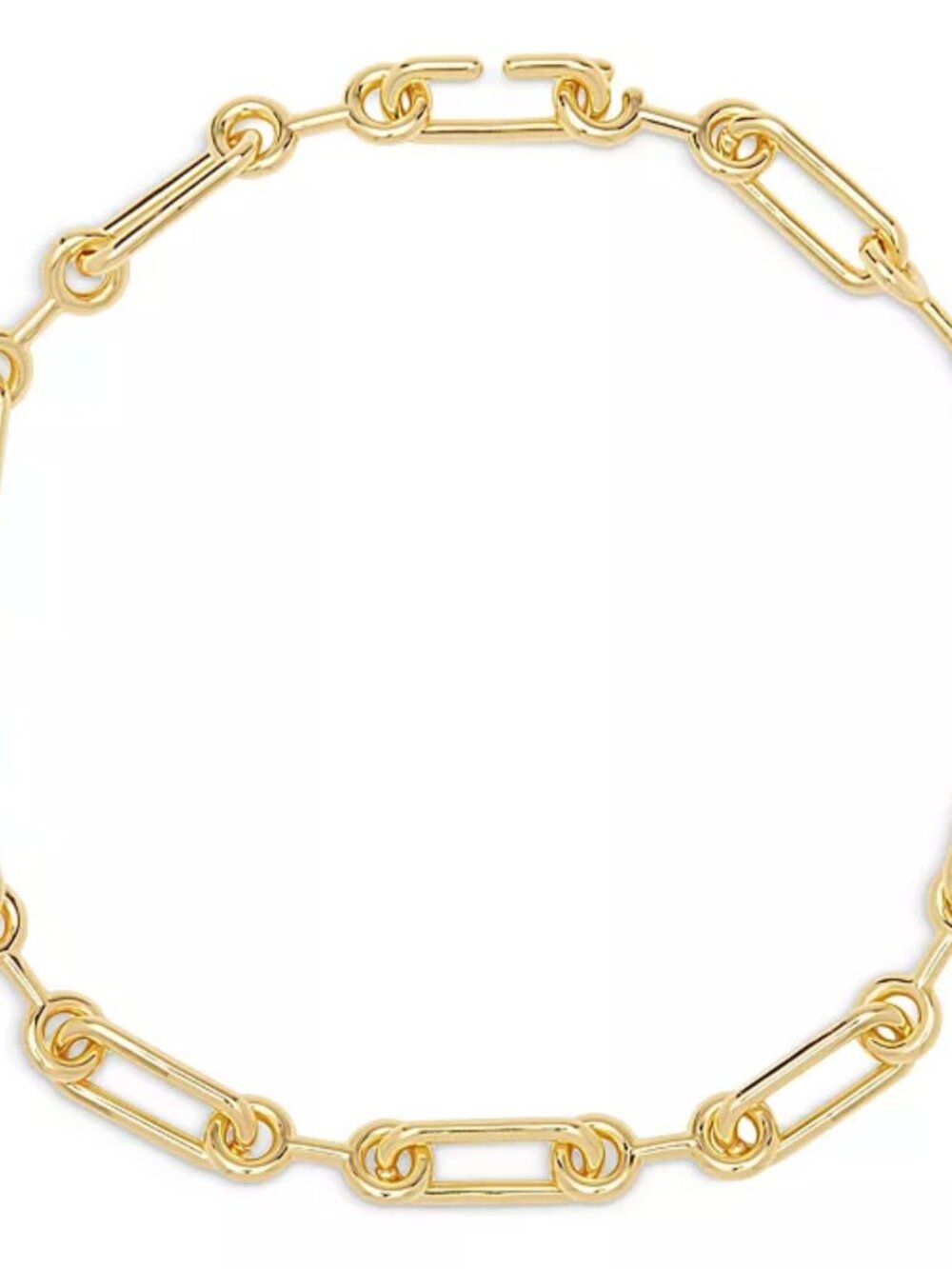 Aqua Lacey Chain Collar Necklace in 18K Gold Plated Sterling Silver, 16 - 100% E